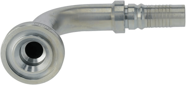 Pièces agricoles - Hydraulique - Raccord à sertir 4SH-DN20 avec bride ø47,6 mm 90° H100