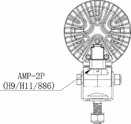 Pièces agricoles - Eclairage - Phare de travail LED 4000lm, rond, blanc, 10/30 V, 84x126x71.8mm, prise AMP, 4 LED, 360 degrés, Kramp