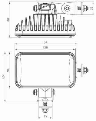 Pièces agricoles - Eclairage - Lampe de travail 60W 5600 Lumen MONTAGE LATÉRAL- NON ÉBLOUISSANTE DT