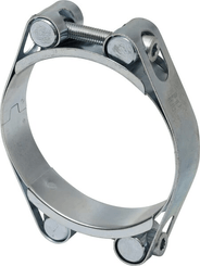 Pièces agricoles - Fasteners - Collier de serrage, 85-95 mm double boulon, double bande DIN912 zingué Kramp