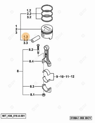 Pièces agricoles - Pieces moteur - AXE DE PISTON Deutz-Fahr origine