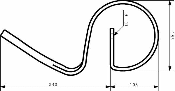 Pièces agricoles - Travail du sol - Dent à ressort 25x8x345mm sans pointe