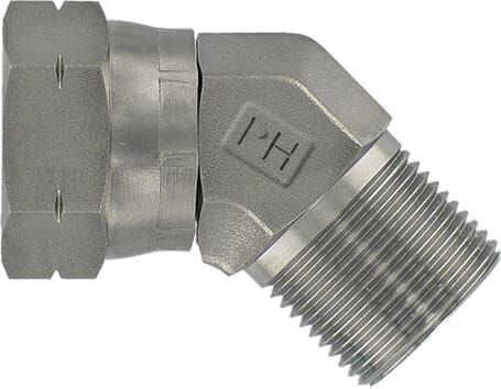 Pièces agricoles - Hydraulique - Raccord coudé M/F 3/8" BSP SS