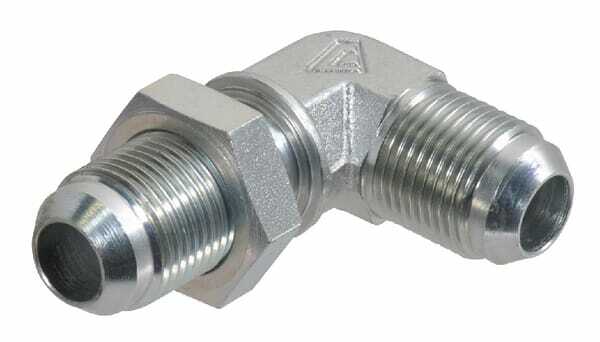 Pièces agricoles - Hydraulique - Raccord coude passe cloison JIC/UNF 7/8