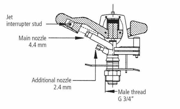 Pièces agricoles - Hydraulique - Arroseur-can. rég. V60 mâ 3/4"