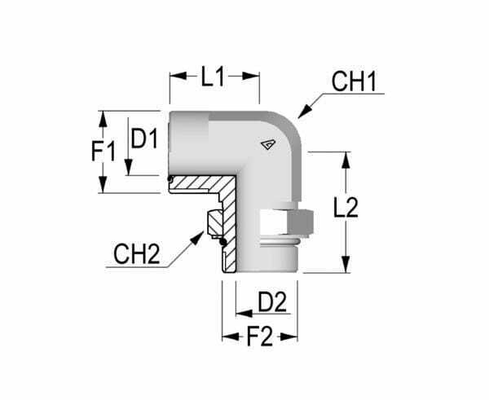 Pièces agricoles - Hydraulique - Raccord coude male ORFS/UNF 9/16 - 7/16