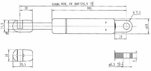 Pièces agricoles - Pièce divers - Vérin à gaz L325-110N Stabilus