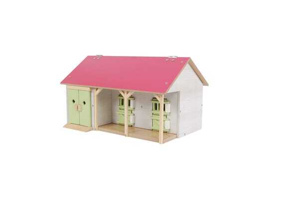 Loisirs - Jouets - Étable pour chevaux avec 2 boxes, rose, 1:32