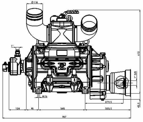 Pièces agricoles - Fertilisation & Lisier - Entraînement hydraulique de pompe à vide 15270 l/min avec lubrification automatique et Ballast B.P.