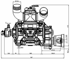 Pièces agricoles - Fertilisation & Lisier - Entraînement hydraulique de pompe à vide 15270 l/min avec lubrification automatique et Ballast B.P.