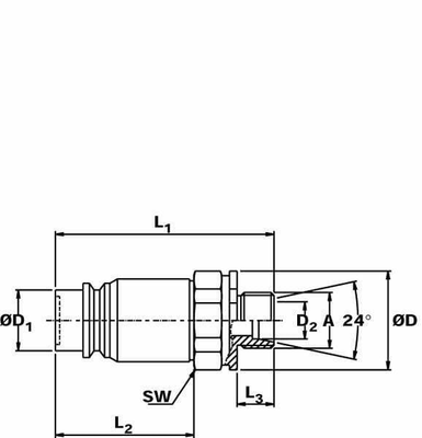 Pièces agricoles - Hydraulique - Coupleur face plane mâle M22x150