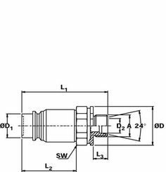 Pièces agricoles - Hydraulique - Coupleur face plane mâle M22x150