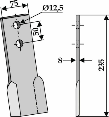Pièces agricoles - Aménagements paysagers - Lame de gyrobroyeur 75x235 D Perfect