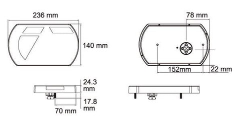 Pièces agricoles - Eclairage - Feu arrière gauche multifonction à LED, 12 V, 236x140x24,3 mm, Baïonnette 5 broches, Kramp