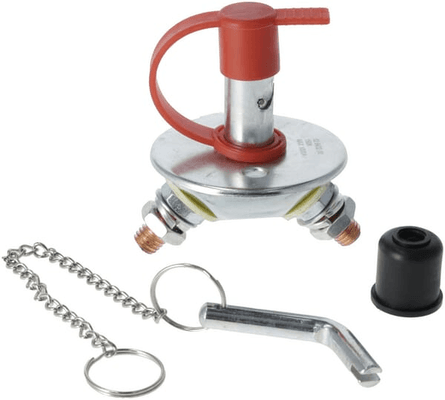 Pièces agricoles - Eclairage - Coupe-batterie rond, argent, type mini M10, 12/24V, 150A/1000A (5sec), IP63