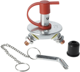 Pièces agricoles - Eclairage - Coupe-batterie rond, argent, type mini M10, 12/24V, 150A/1000A (5sec), IP63