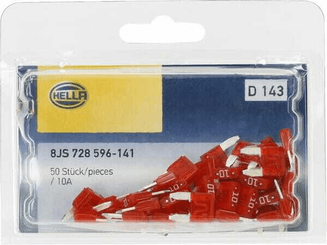 Pièces agricoles - Electricité - Fusible lame mini 10A longueur 10,9mm rouge pack 50x Hella