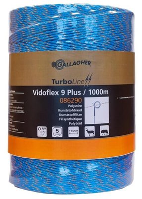 Pièces agricoles - Cloture,Jardin & Sylviculture - Fil Polywire, Vidoflex 9 TurboLine Plus Bleu 1000 m