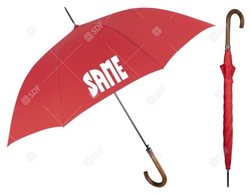 Pièces agricoles - Merchandising - Parapluie rouge, manche en bois courbé