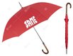 Parapluie rouge, manche en bois courbé