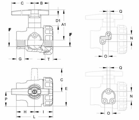 Pièces agricoles - Pièce Pulvérisateur - Vanne à boisseau sphérique 1" 2 voies à montage sur panneau