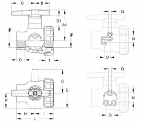 Pièces agricoles - Pièce Pulvérisateur - Vanne à boisseau sphérique 1" 2 voies à montage sur panneau