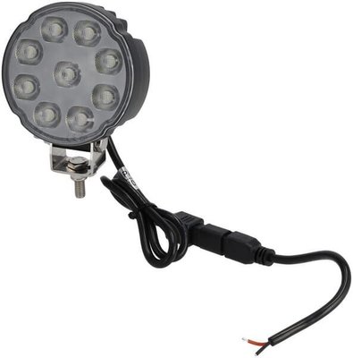 Pièces agricoles - Eclairage - Lampe de travail LED, 27W, 3420lm, ronde, blanche, 100x48,5x120mm, Deutsch 2 broches, inondation, Kramp (boîte de 10 pièces)