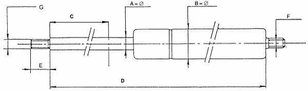 Pièces agricoles - Pièce divers - Vérin à gaz L154-100N Stabilus