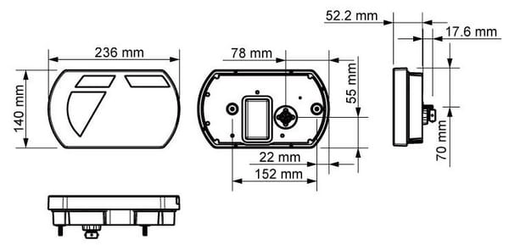 Pièces agricoles - Eclairage - Feu arrière gauche multifonction à LED, SMART, 12 V, 236x140x24,3 mm, Baïonnette 6 broches, Kramp