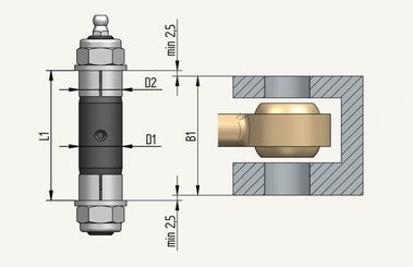 Pièces agricoles - TP pièce adaptable - Axe Extenderbolt Ø25x95mm bague Ø25mm canal de graissage