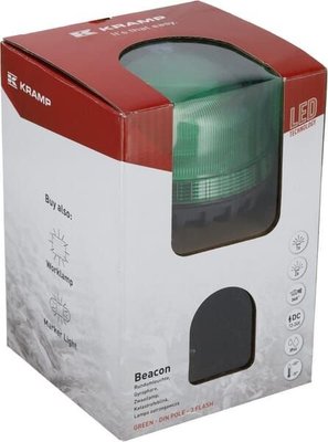 Pièces agricoles - Eclairage - Gyrophare LED, profil bas, 17 W, 12-24 V, verte, montage sur poteau flexible, Ø 115 mm x 179 mm