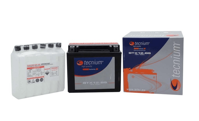 Pièces Quad & Motos - Electrique - Batterie TECNIUM sans entretien avec pack acide - BT12A-BS