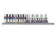 Jeu de douilles 1/4" sur rail