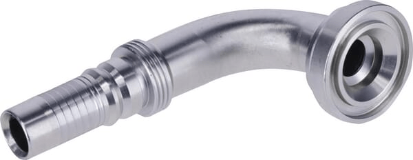 Pièces agricoles - Hydraulique - Raccord à sertir 4SH-DN20 avec flasque ø44,5 mm 90°