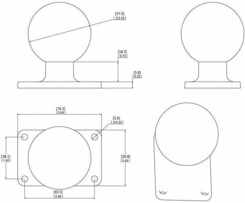Pièces agricoles - Pièce Pulvérisateur - Socle rectang. av. boule 2,25"