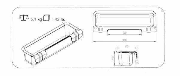 Pièces agricoles - Cloture,Jardin & Sylviculture - Auge à suspendre 100cm 42l model 1000