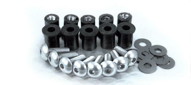Pièces Quad & Motos - Equipement véhicule - Kit vis + inserts + rondelles pour bulle BIHR Ø5mm alu