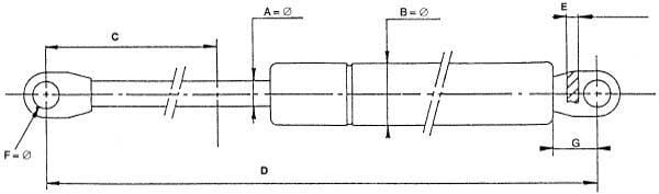 Pièces agricoles - Pièce divers - Vérin à gaz L585 mm 1150N
