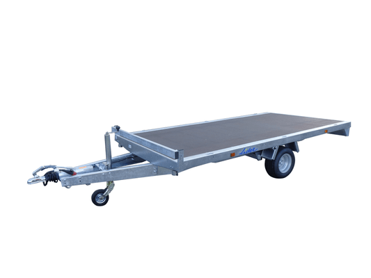 Materiels - Remorque voiture - PLATEAU ROUES DESSOUS 355x180 freiné 1 essieu PTAC 1500 kg