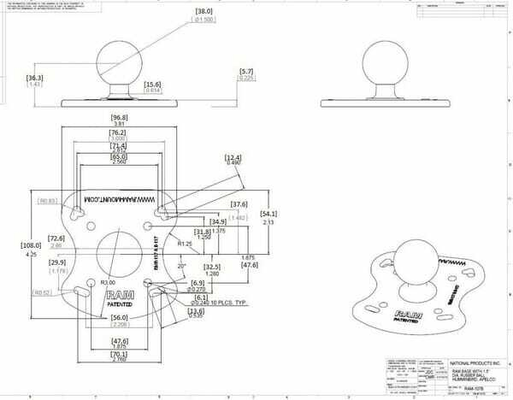 Pièces agricoles - Pièce Pulvérisateur - Socle RAM a. boule caout. 1,5"