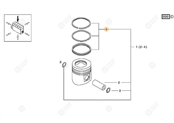 Pièces agricoles - Pieces moteur - JEU DE SEGM.PISTON Deutz-Fahr origine