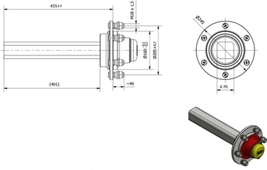 Pièces agricoles - Pièce divers - Fusée d'essieu non freinée 70x400mm (160/205/6)