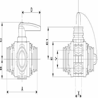 Pièces agricoles - Pièce Pulvérisateur - Bille - Soupape 3 voies T6 DN 32mm