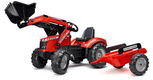 Tractopelle Massey Ferguson avec remorque