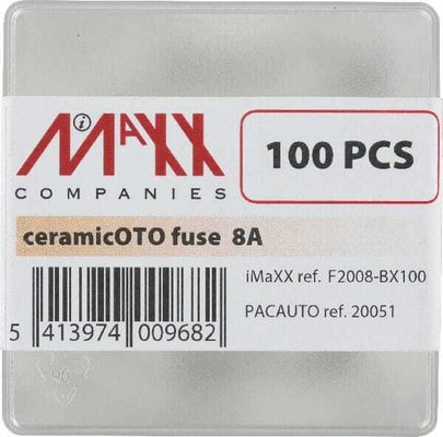 Pièces agricoles - Eclairage - Fusible stéatite 8A longueur 25mm blanc pack 100x iMaXX