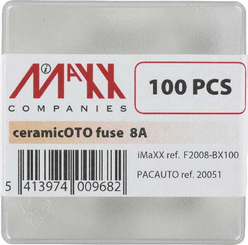 Pièces agricoles - Eclairage - Fusible stéatite 8A longueur 25mm blanc pack 100x iMaXX