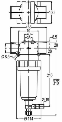 Pièces agricoles - Pièce Pulvérisateur - Filtre sous pression 1 1/4"F 200 l/min 50 mailles