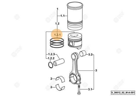 Pièces agricoles - Pieces moteur - JEU DE SEGM.PISTON Deutz-Fahr origine