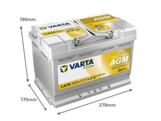 Pièces agricoles - Eclairage - Battery 12V 70Ah 760A LA70 VARTA Professional Dual Purpose AGM