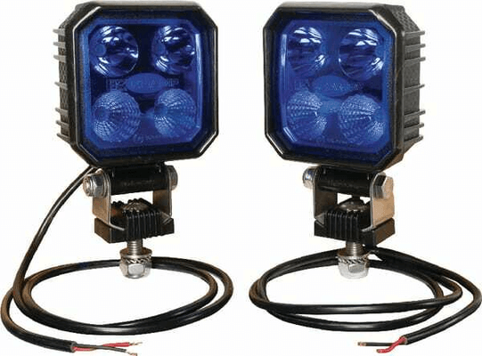 Pièces agricoles - Eclairage - Phare de travail LED x2 carré 9W 1000lm 10/30V bleu 90x4 LED